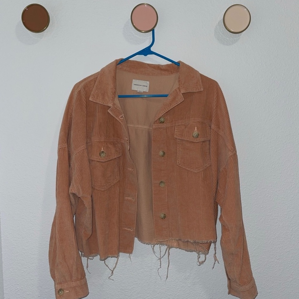 American Eagle cropped and distressed corduroy jacket